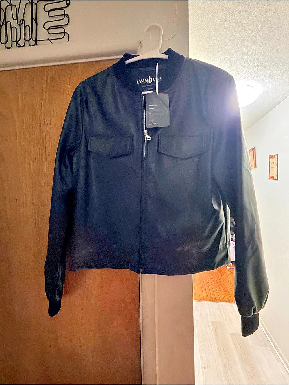 OMMIRVEX Women’s Black Faux Leather Jacket Size Medium NWT